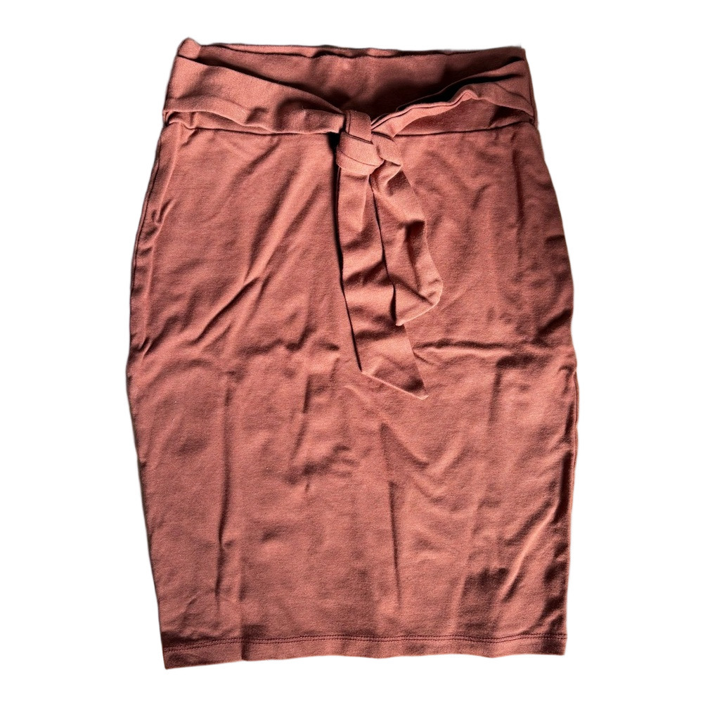 Chic Rust Pencil Skirt with Tie Waist